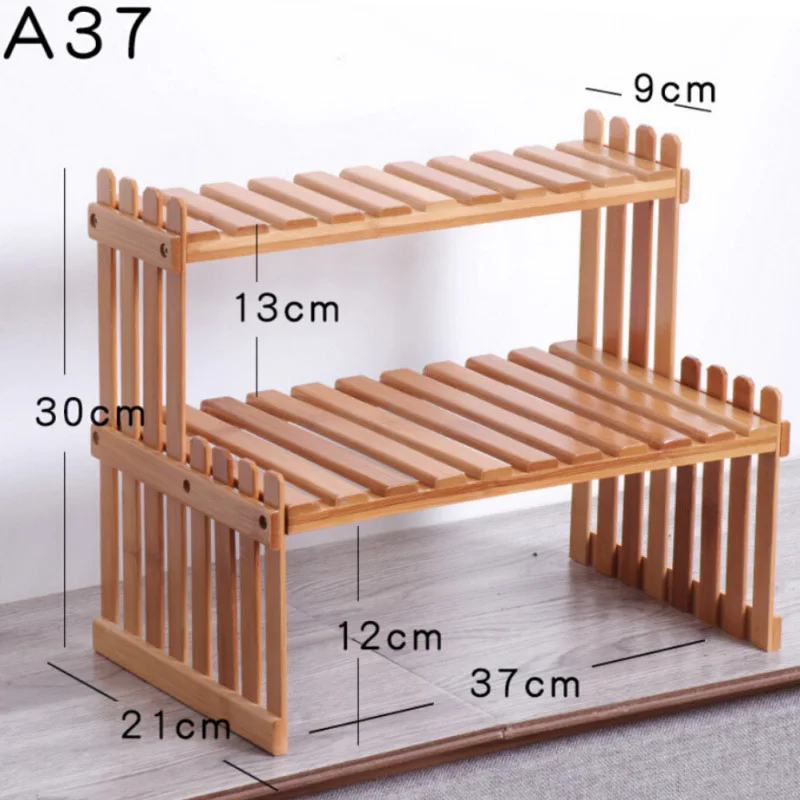 1/2 ярусов, Настольный держатель для цветочных горшков, маленькая настольная подставка для цветов, домашняя, для балкона, напольная подставка, подставка для растений, подставка для цветов, Бамбуковая - Цвет: 2 Tiers 37cm