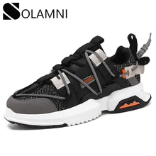 Мужские массивные кроссовки смешанных цветов, Лоскутная легкая обувь, мужская нескользящая Мягкая прогулочная обувь для бега, тренировочная уличная спортивная обувь