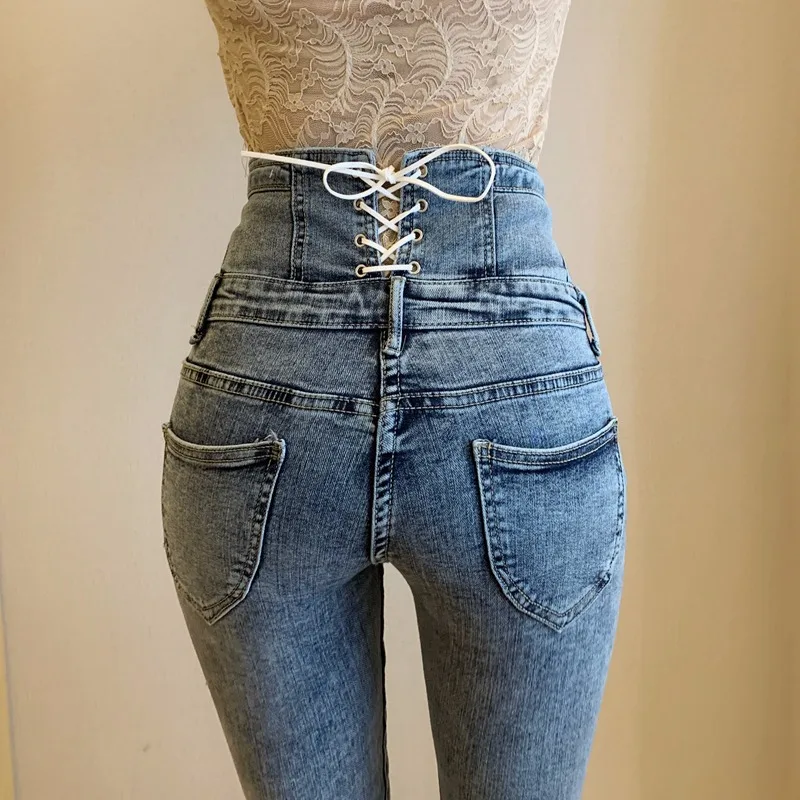 

2020 New High Waist Slim Jeans Sexy Women's Skinny Ninth Pants Ripped Jeans for Women Streetwear Sexy Pants for Women Clubwear