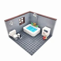 City House Building Blocks Toy Set for Kids - Creative DIY Bricks with Furniture (Washing-room)
