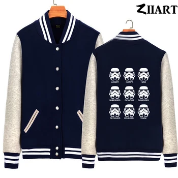 

Man jacket Boy Coat Baseball Fleece star wars darth vader Poker face expressionless Stormtrooper moods Winter Clothes ZIIART