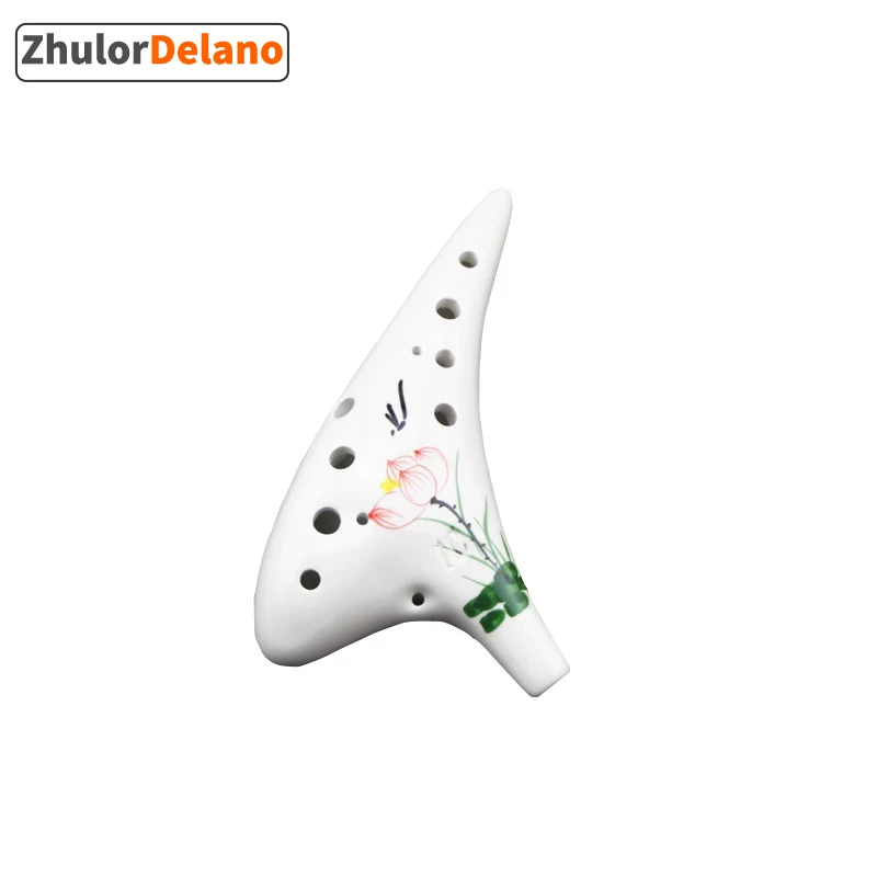 12 отверстий Ocarina Керамическая Высокая C флейта музыкальный инструмент узор