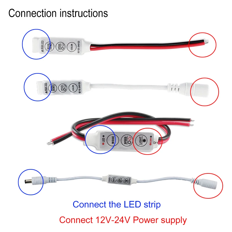 DC 5V-12V-24V 3Key Mini LED RGB Controller Single Color Dimmer Driver For 5050/3528/2835/5730/5630/3014 SMD LED Strip Lights