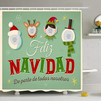 

Shower Curtain Set with Hooks 60x72 Craft Naughty Vintage Style Stars from Family Nosotros Spirit Sign Us Christmas Holidays