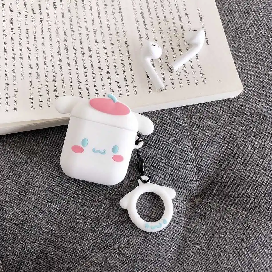 B Cinnamoroll Чехол для AirPods милый мультяшный слон кожухи головных телефонов для Apple Airpods 2 забавные аксессуары защитный чехол с кольцом на палец - Цвет: B Cinnamoroll