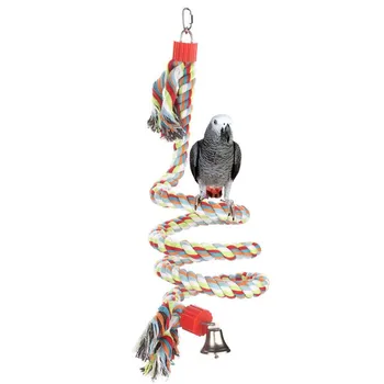 

Parrot Bird Toys Pet Bird Parrot Standing Rope Bird Cage Decoration Climbing Toy Parrot Bird Cage Toys Rope Bell hot
