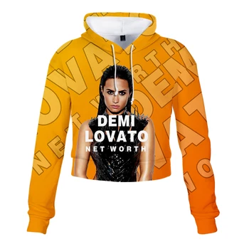 

Demi Lovato print Sweatshirt short Sweatshirt Fashion short sexy Hip Hop kpop crop hoodies for women korean wear