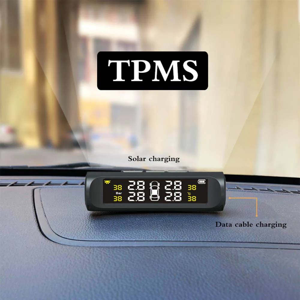 Monitor de presión de neumáticos TPMS solar para coche control inalámbrico de presión de neumáticos
