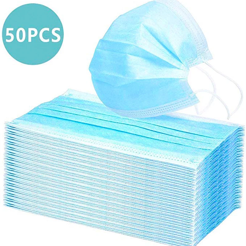 

50 Pcs Disposable Face Mask 3-Ply Breathable & Comfortable Filter Safety Mask Anti Dust Disposable Earloop Mouth Face masks