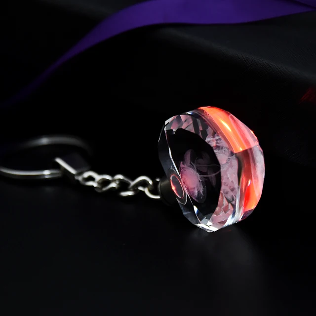 Fashion Colorful Fairy Rose Flower Pattern Love Shape Crystal Rhinestone LED Light keychain Lover Key Chain Keyring Jewelry 2