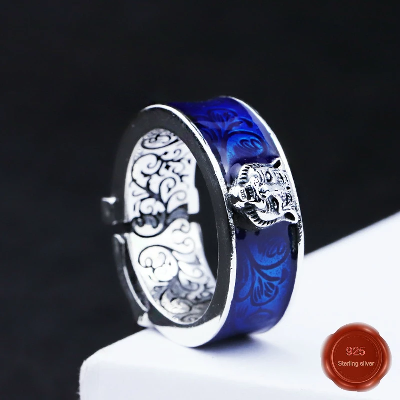 

S925 sterling silver ring fashion personality style lion shape couple jewelry net red Valentine's day gift jewelry 2019 new