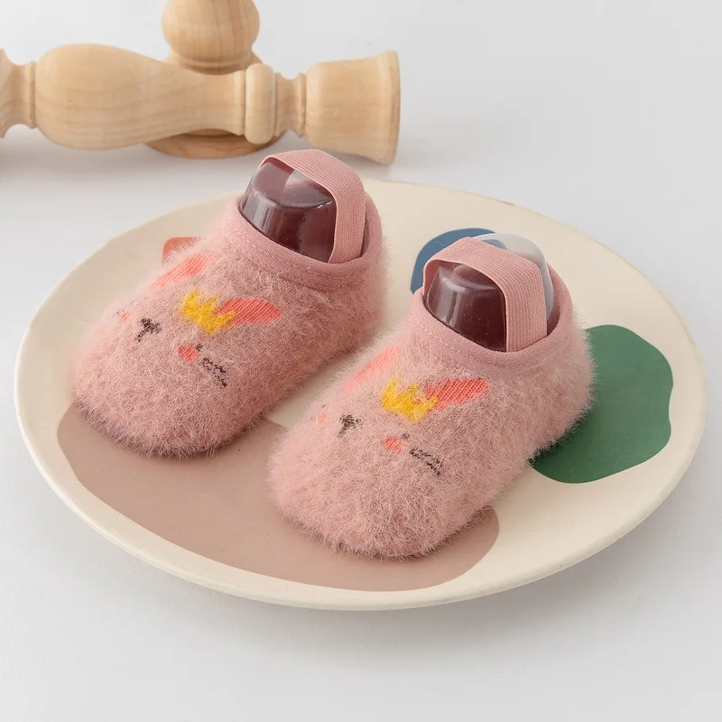 pink Warmom Autumn Winter Thicken Baby Socks Plush Mink Hair Cartoon Animals Newborn Infant Soft Floor Socks For 0-3 Years Baby Socks - Цвет: pink