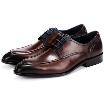 

Italian Fashion Men Dress Shoes Genuine Leather High Quality Cow Leather Black Brown Luxury Classic Shoes Oxford