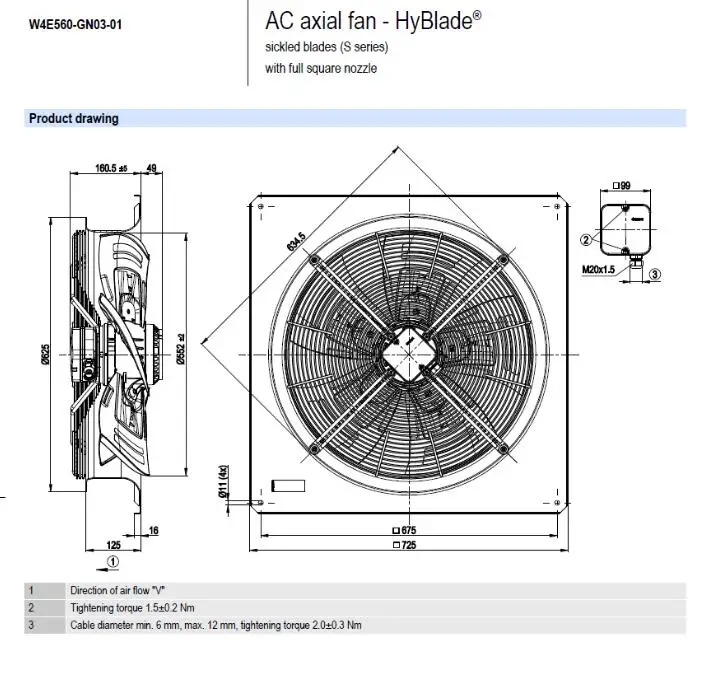 Германия ebmpapst W4E560-GN03-01 230V 1010W 4.38A машина комнатный кондиционер вентилятор
