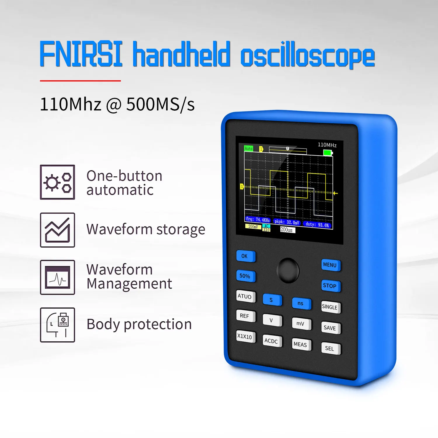 FNIRSI 1C15 Professional Digital Oscilloscope 500MS/s Sampling Rate 110MHz Analog Bandwidth Support Waveform Storage|Oscilloscopes|   - AliExpress