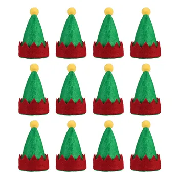 Amosfun 12 sztuk Mini Christmas Elf czapki projekt Lollipop kapelusze dekory włókniny woreczki na słodycze kapelusze materiały na boże narodzenie dla domu sklep tanie i dobre opinie CN (pochodzenie)