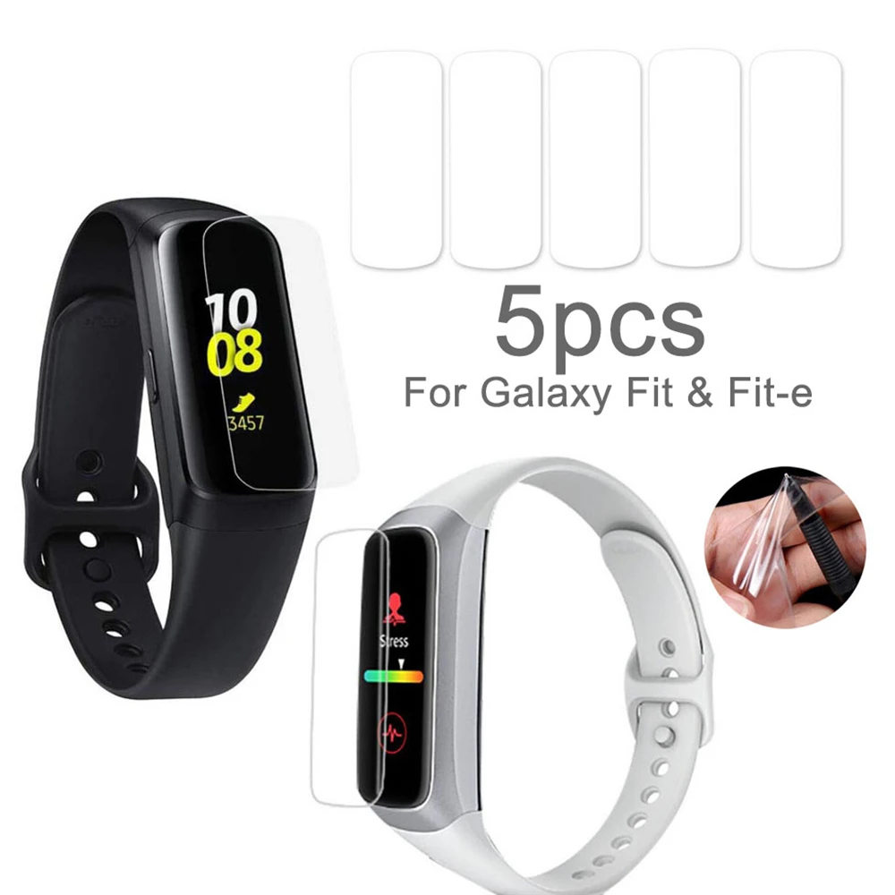 New 5 Pcs TPU Soft Smart Watch Screen Protector Ultra Thin Film Anti-Scratch Tempered Glass Film for Samsung Galaxy Fit& Fit E