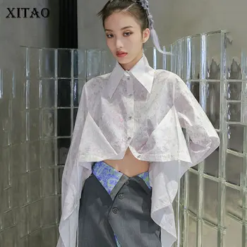 

XITAO Irregular Print Pattern Shirt Women 2020 Winter Casual Fashion New Temperament All Match Turn Down Collar Blouse ZY1873