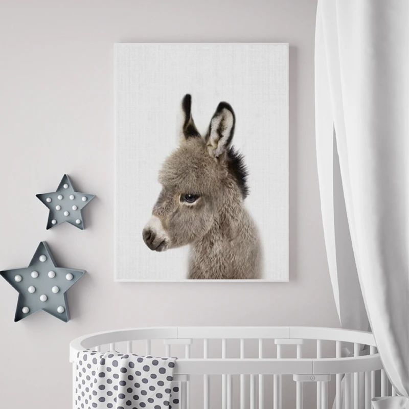 Farm Animal Donkey Poster Prints Nursery Wall Decor