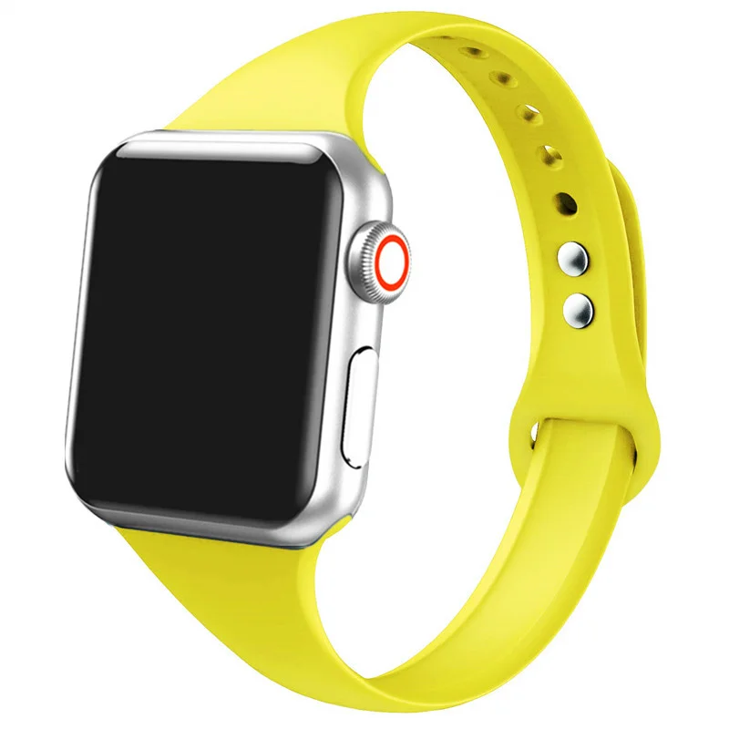 yellow 3 Тонкий ремешок для Apple watch 5 ремешок 44 мм 40 мм iWatch ремешок 38 мм 42 мм спортивный силиконовый браслет ремешок для Apple watch 4/3/2/1 38 - Цвет ремешка: yellow 3