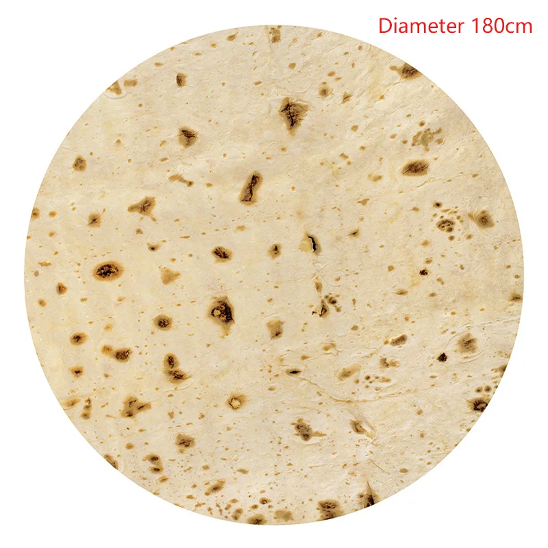 Одеяло мексиканского буррито для взрослых и детей, Фланелевое мягкое 3D покрывало с рисунком кукурузы, тортилии, пиццы, круглое одеяло, теплое флисовое пляжное одеяло для путешествий - Цвет: New01 Diameter 180cm