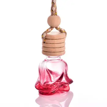 

Air Freshener Essential Oil Hanging Glass Empty Bottle Car Perfume Bottle Car-styling Flower Shape Auto Ornament Perfume Pendant