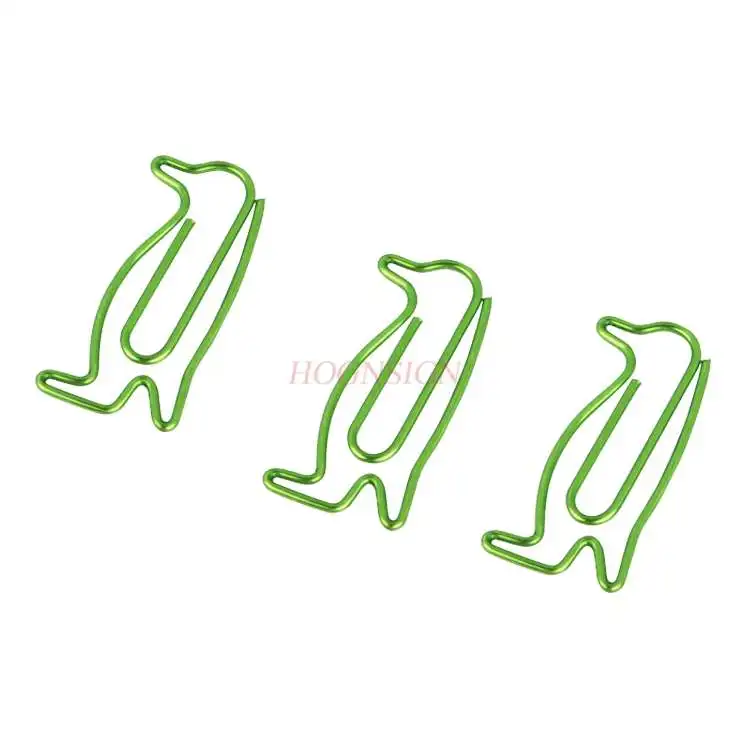 15pcs Cartoon green penguin paper clip alien paper clip animal paper clip cartoon paper clip office ins long tail clip learning stationery metal clip literature clip paper clip paper organizador office accessories