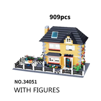 

City Architecture Villa Cottage Big House Building Blocks set Friends Beach Hut Modular Home Village Model Toys for children