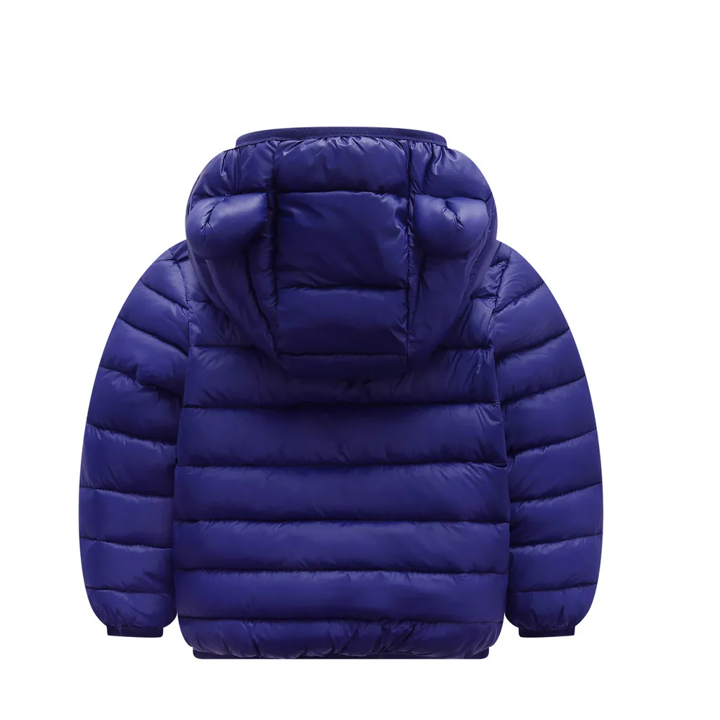 SAGACE/Детские пальто; зимняя модная детская верхняя одежда с капюшоном для мальчиков и девочек; куртка на молнии для маленьких детей; теплое зимнее пальто с ушками; куртка