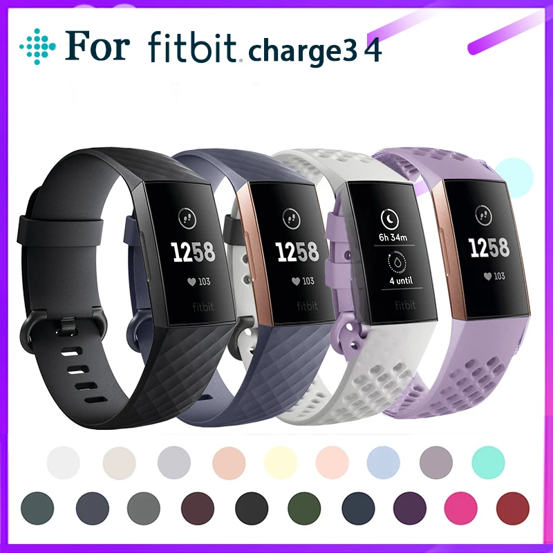 

Strap for Fitbit Charge 3 4 Silicone Strap Sports Watch Replacement Wristband Accessories watchband for Charge4/3SE Smart Watch