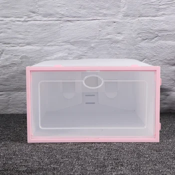 

6PCS Thickened Shoes Boxes Transparent Shoes Organizer Footwear Storage Case Plastic Shoe Container (Male Pink and White)