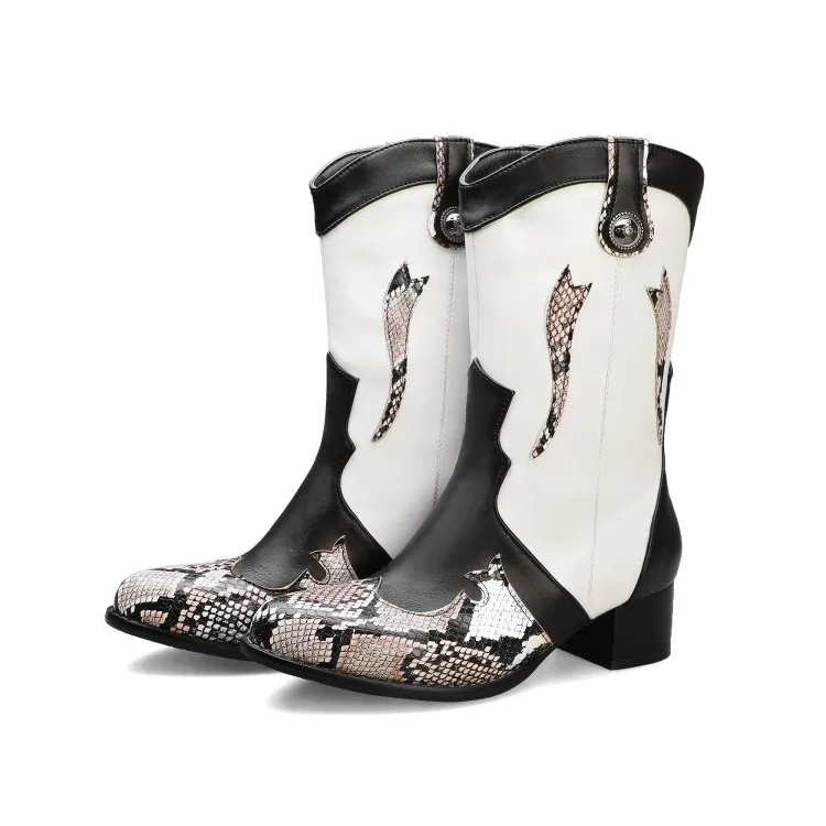 Женские ковбойские ботинки с острым носком и принтом животных; обувь из змеиной кожи; женские ковбойские ботинки в ковбойском стиле; Botas Mujer
