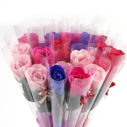 10pcs/lot Soap Rose Artificial Flower Anniversary Flower Set Fake Rose Soap Flower Wedding Girl Friend Valentine's Day Gift