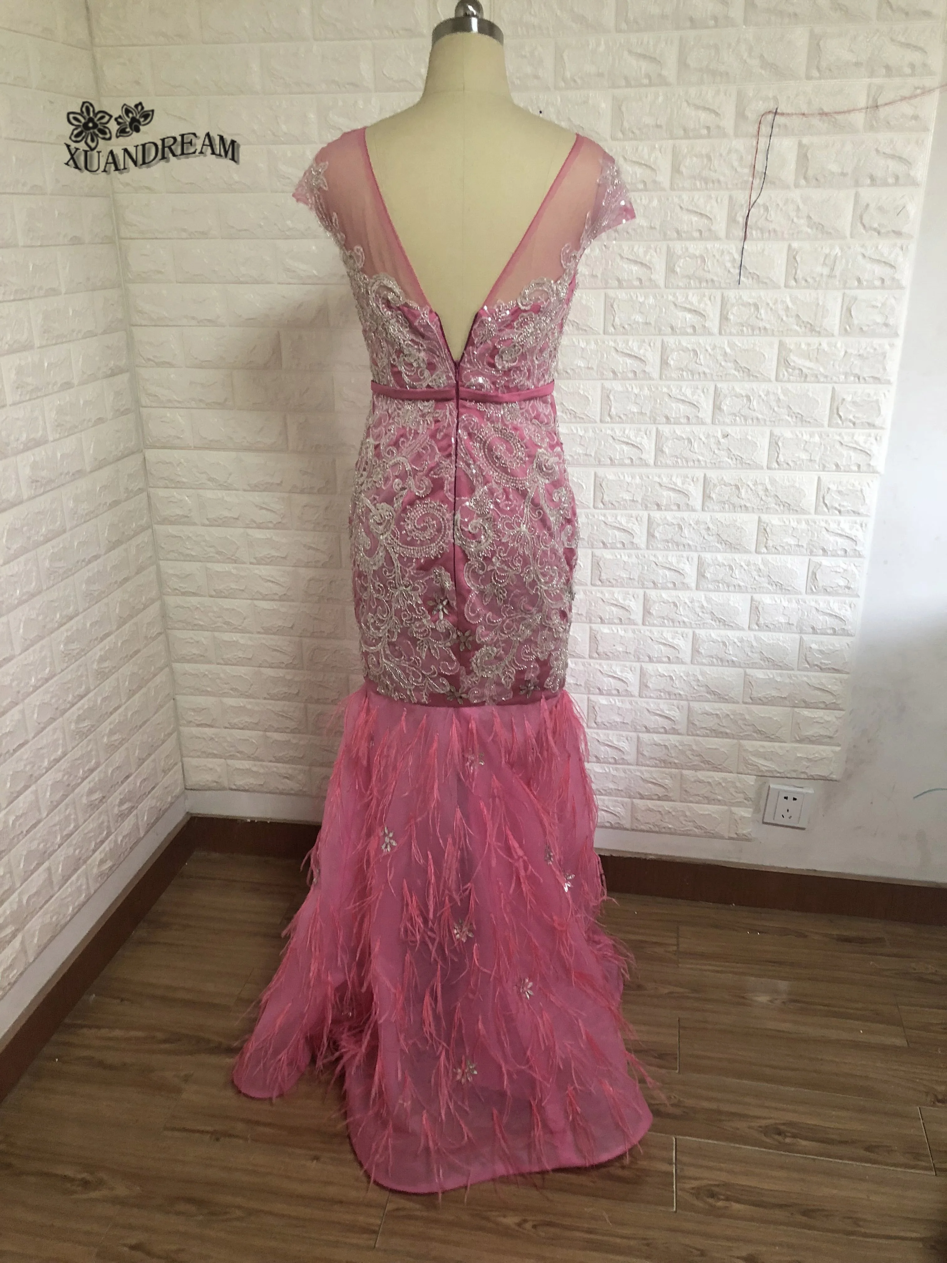 Настоящее вечернее платье с перьями vestido de formatura элегантное торжественное женское вечернее платье vestido de baile Длинные вечерние платья XD97