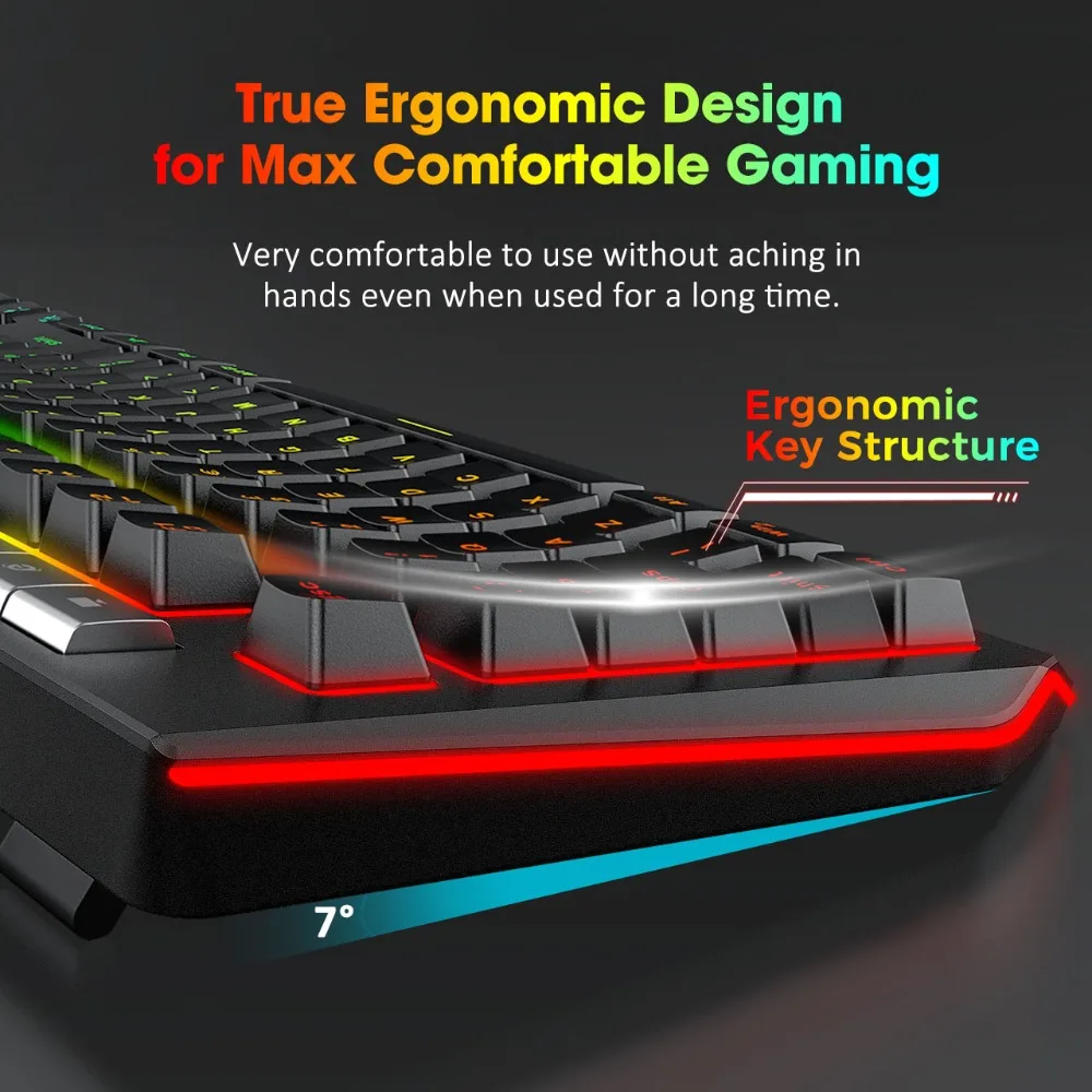 PICTEK PC245 Gaming Keyboard Wired Mechanical Feeling RGB Membrane Keyboard with Phone Holder 25 Anti-ghosting Key for PC Gamer (4)