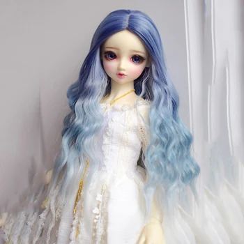

Bybrana Bjd doll wig high temperature silk points Liu Hai section blue gradient 3 points 4 points giant baby baby