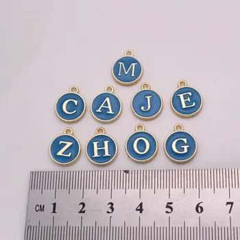 

blue Round alphabetical letters words from A to Z (2 face ) 9 pcs /lot