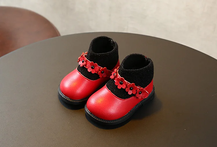 Weoneit/Обувь для малышей; сезон осень-зима; кожаная обувь для маленьких девочек с цветами