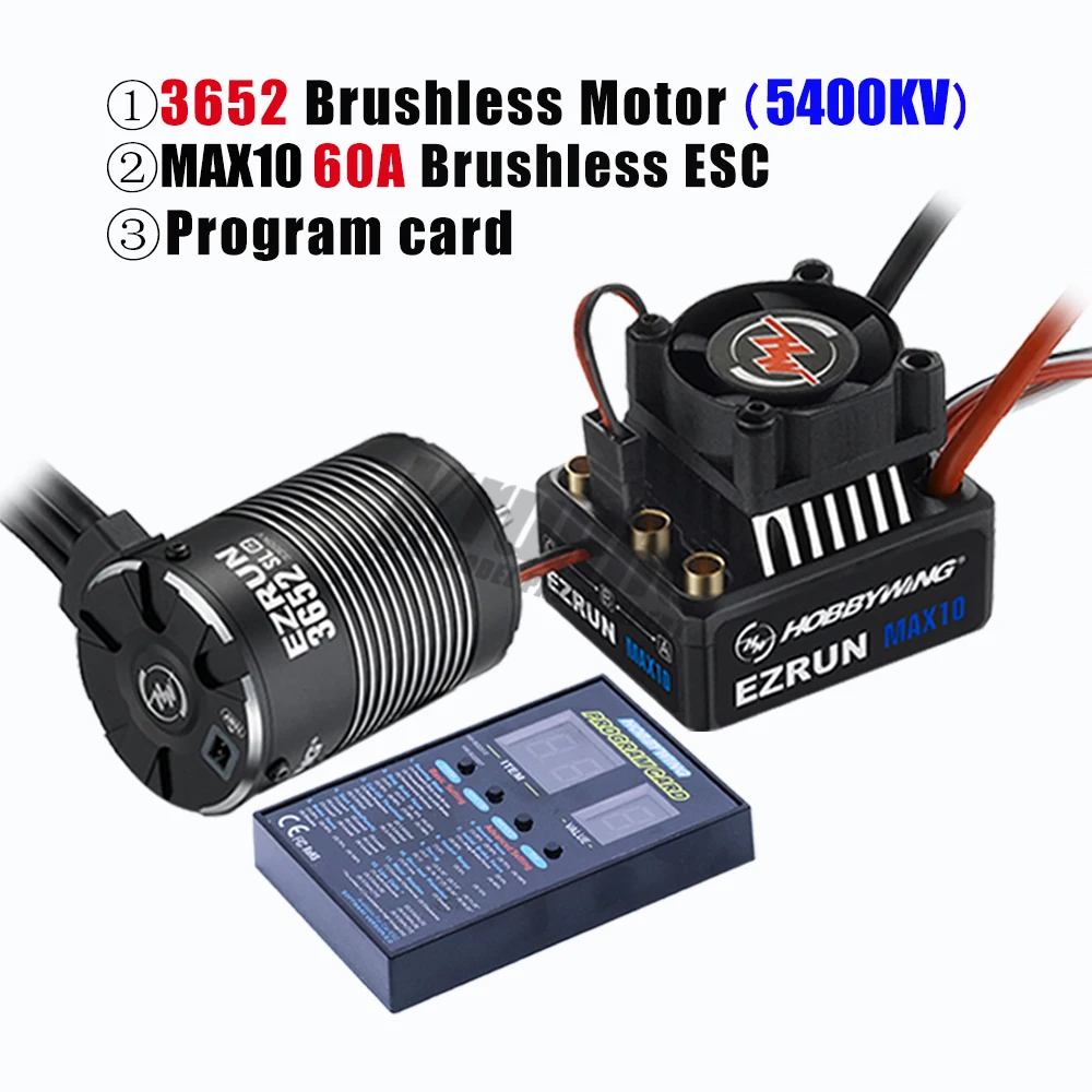 Hobbywing Combo EZRUN MAX10 60A бесщеточный ESC+ 3652SL G2 3300KV 4000KV 5400KV кисти+ светодиодный Программирование - Цвет: 5400KV Combo