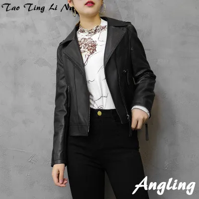 

2020 Women Spring Genuine Real Sheep Leather Jacket W14