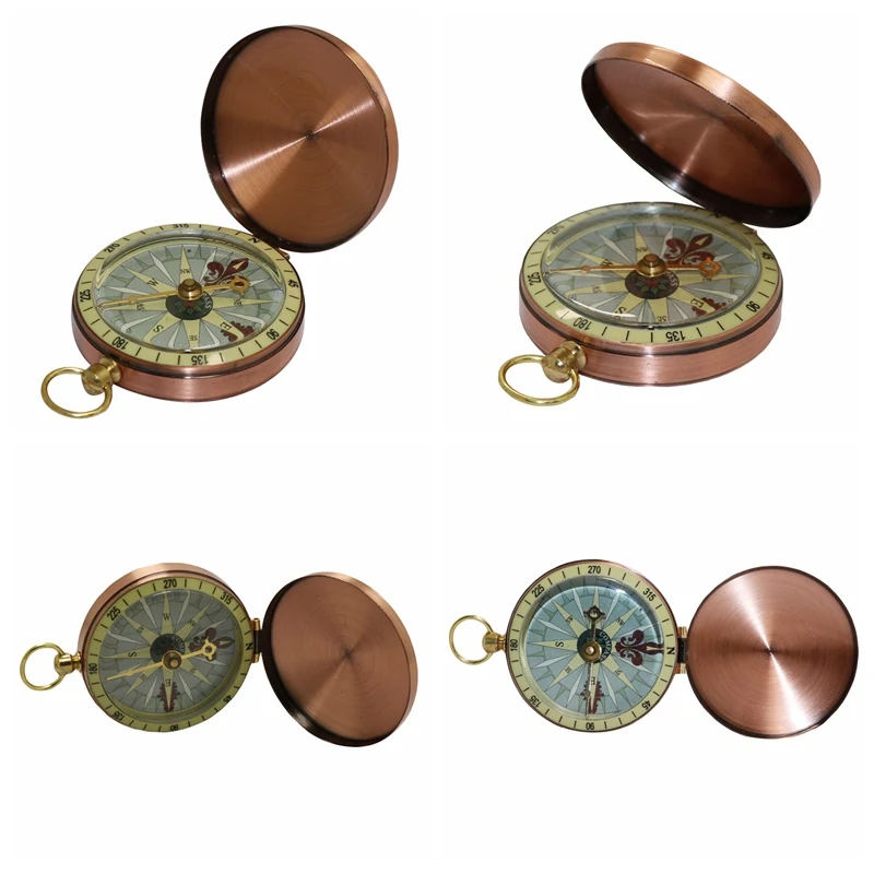 Медные карманные часы для чтения, Ретро Флип-компас, портативный туристический навигационный компас, открытый компас для выживания, навигационный инструмент