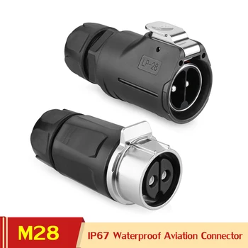 

M28 In-Line Industrial Aviation Connector 2 Pin Crimping Power Adapter 500V AC DC Electric Welding Cable Wire Quick Lock Connect