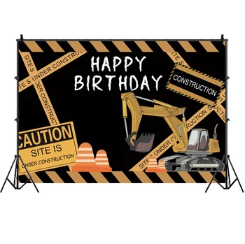 

Construction Dump Truck Photography Backdrop Boys Happy Birthday Party Decor Cars Customized Kids Photo Background Decoration