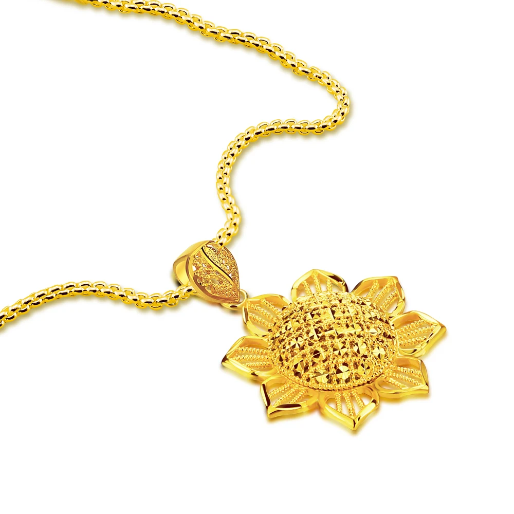 Sale18k Золотой Красивый Подсолнух Кулон Колье набор Бохо фауэрс Длинная цепочка
