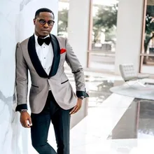 Свадебные смокинги на одной пуговице в африканском стиле, шаль с отворотом, приталенная Мужская одежда для жениха, свадебные смокинги на заказ, комплект из двух предметов(куртка+ брюки