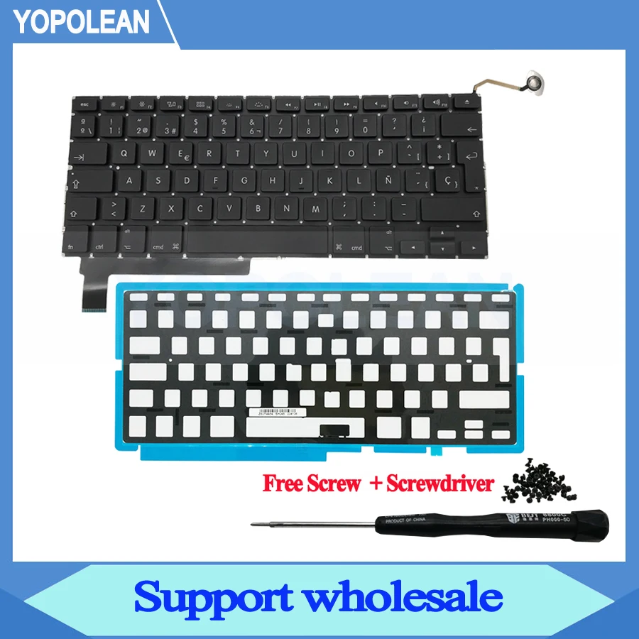 Новая испанская клавиатура с подсветкой для MacBook Pro, моноблок 1" A1286 2009 2010 2011 2012 лет