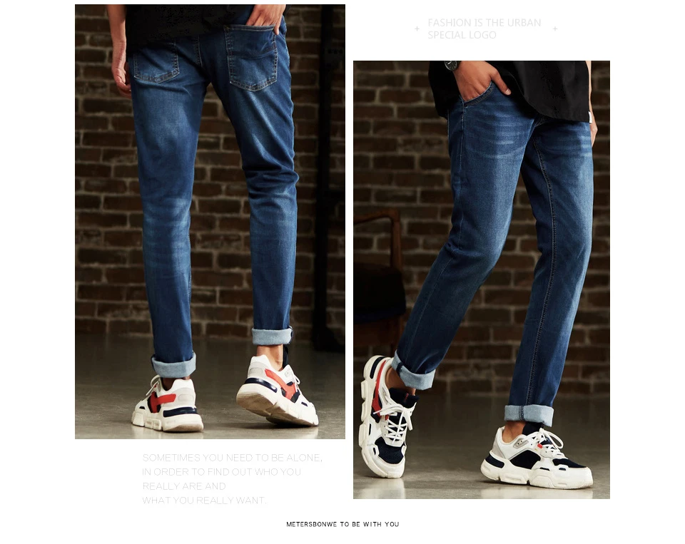 Metersbonwe прямые джинсы мужские повседневные джинсы зимние Новые повседневные Молодежные простые дизайнерские трендовые тонкие джинсы мужские s брюки мужские брюки