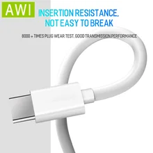 AWI usb type-C кабель для быстрой зарядки huawei USB C кабель для передачи данных USBC зарядный кабель для samsung S10 S9 S8 Xiaomi Redmi type-C кабель
