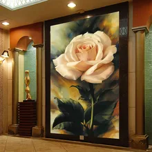 Пользовательские Настенные обои 3D розы Цветы Картина маслом Фреска гостиная спальня вход в отель фон обои 3D домашний декор