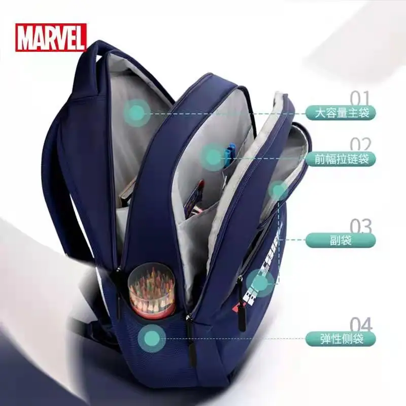 Disney New School Bag For Boys Primary Student Shoulder Orthopedic Backpack Captain America Spider Iron Man Grade 1-5 Mochila